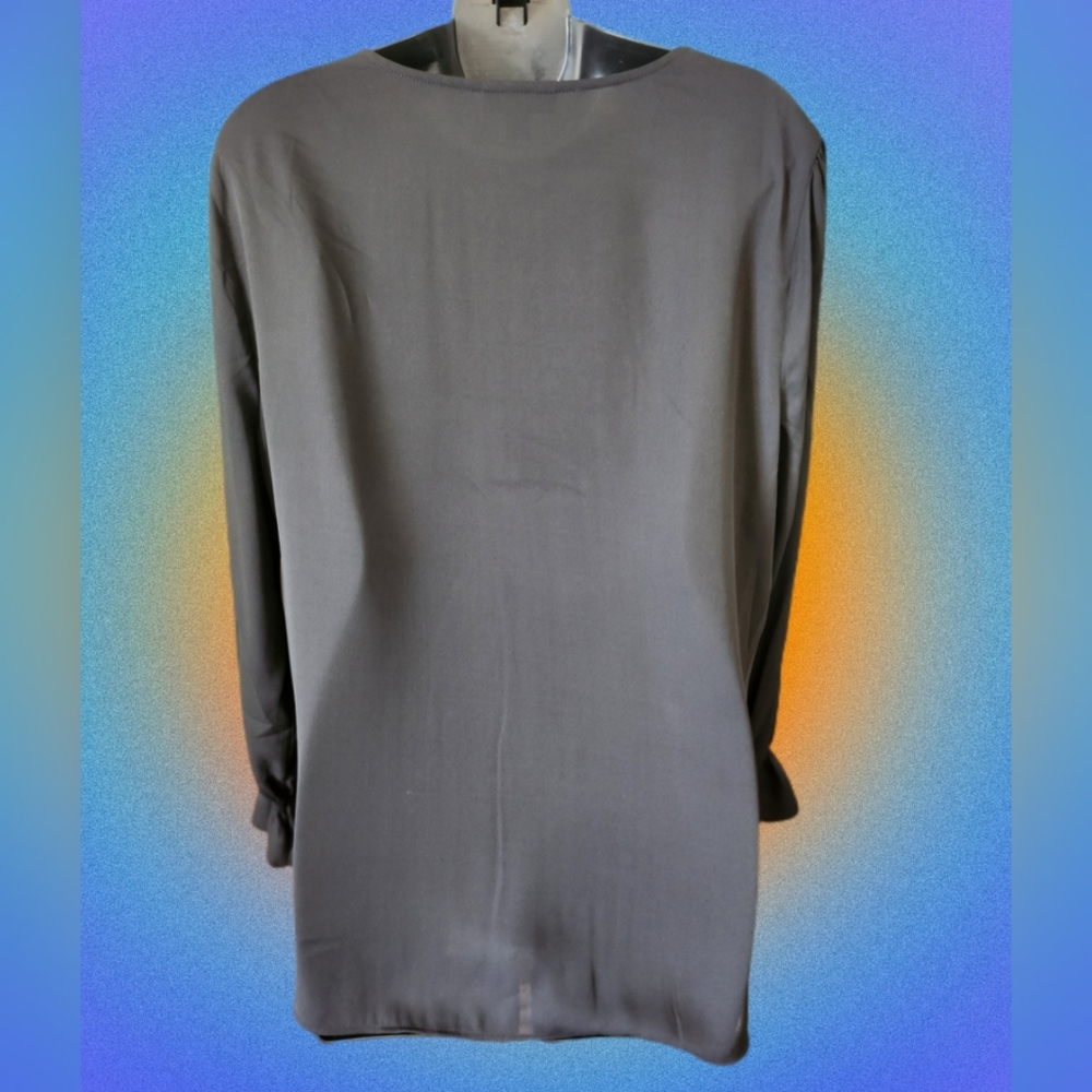 ALFANI V-NECK DEEP BLACK SHEER DESIGNER BLOUSE SIZE XL NWT - Picture 6 of 6